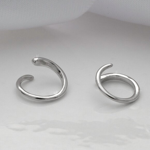 Tiny Everyday Lightweight Spiral Hoops, Minimalist Design, Real Silver 925 Stamp - Picture 3 of 5
